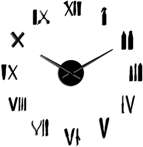 Reloj de Pared DIY Reloj de Pared Herramienta para el Cabello con Agujas PeluquerÃ­a PeluquerÃ­a Tienda SalÃ³n de Belleza DecoraciÃ³n Negro 12 Pulgadas